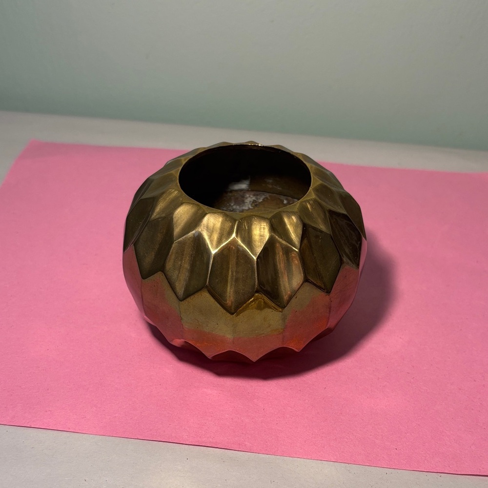 Brass Faceted Decorative Vase